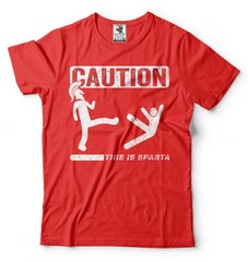Caution This Is Sparta Cool T-shirt Funny Tee Shirt Spartan T-shirts Gym T-shirt