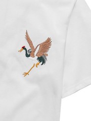 Niepce Japanese Streetwear Embroidery T-shirt Flying Cranes Graphic Tee for Men