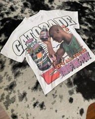 Men’s Summer Retro Letter Portrait Printed T-shirt Boxy Fit Y2k Urban Streetwear