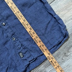 Todd Snyder Men’s M Navy Blue Linen Short Sleeve Button Shirt Camp