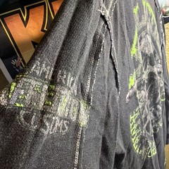 Affliction Shirt Mens XL Thermal Gray Y2K Skull Cross Wings Grunge Reversible