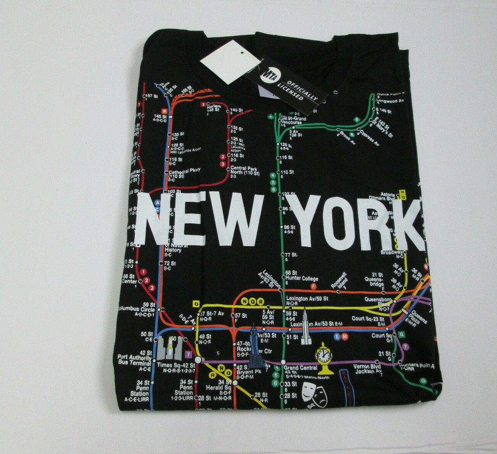 Brand New Men’s NYC New York City Manhattan MTA Licensed Subway Map T-Shirt M