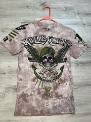Vintage Y2K Xtreme Couture T Shirt Grunge Tattoo Skull Print Size Medium
