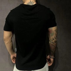 New Fashion Tiger Trend Rhinestones Summer Short Sleeve Luxury Men Black T-Shirt