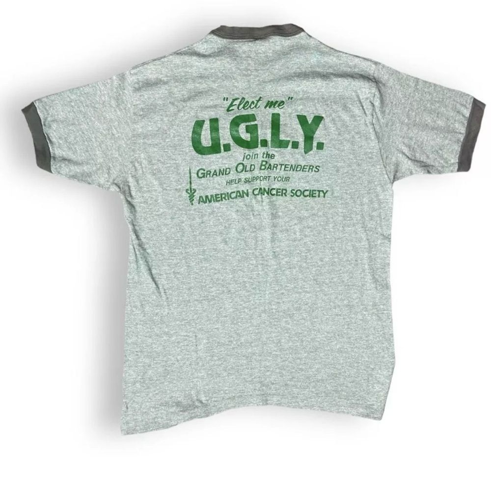 Vintage Single Stitch 1970s/80s UGLY Bartender Election T Shirt Single Stitch