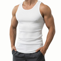 12PCS MEN VESTS 100% COTTON TANK TOP SUMMER TRAINING GYM TOPS PLAIN S-2XL UK