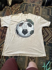 Vintage T Shirt 1995 Soccer Graphic Print Men’s XL Cream Cotton World Cup