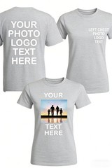 Custom Photo & Text T-Shirt – Add Your Own Image Logo Personalized Casual TShirt