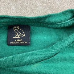 OVO T-Shirt Men Sz L Forever October’s Very Own Drake Owl Green Owl Double Sided