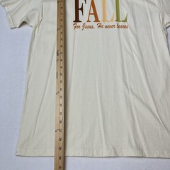 New Gildan Fall For Jesus T-Shirt Unisex Large Ivory He Never Leaves S/S Crew