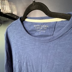 Banana Republic Vintage Tee Men’s Blue Solid Long Sleeve Crew Neck T-Shirt L