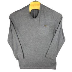 Brahma T-Shirt Mens L Gray Crewneck Pullover Front Pocket Long Sleeve