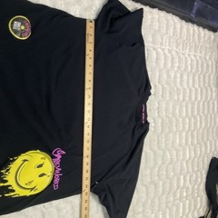 Smiley World Mens Size Medium T-Shirt Black Yellow Graffiti Drip Face Oversized