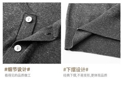 Retro Henry Collar Knitted Short-Sleeved T-Shirt Men Business Linen Blend Top