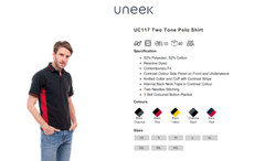 Personalised Embroidered Uneek Two Tone Polo Shirt Custom Text Casual Poloshirts