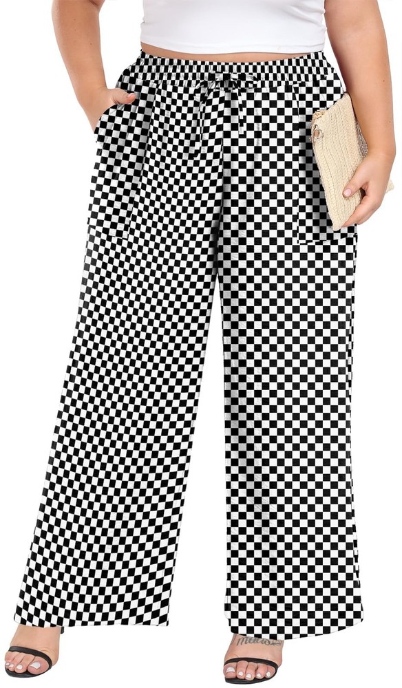 Women’s Plus Size Wide Leg Pants Palazzo High Waisted Pants for Women Plus Si…