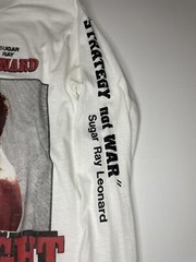 Vtg 80s Boxing Shirt The Super Fight Mens White S Hagler VS Leonard Fits XS 1987