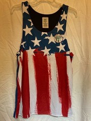 IML 4th of July Men’s M Flag USA Reversible Tank Top Muscle Shirt Red White Blue