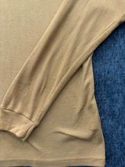 R+L Luxury Thermal Shirt Mens XL Beige Heavyweight Waffle Knit Ribbed Cuffs