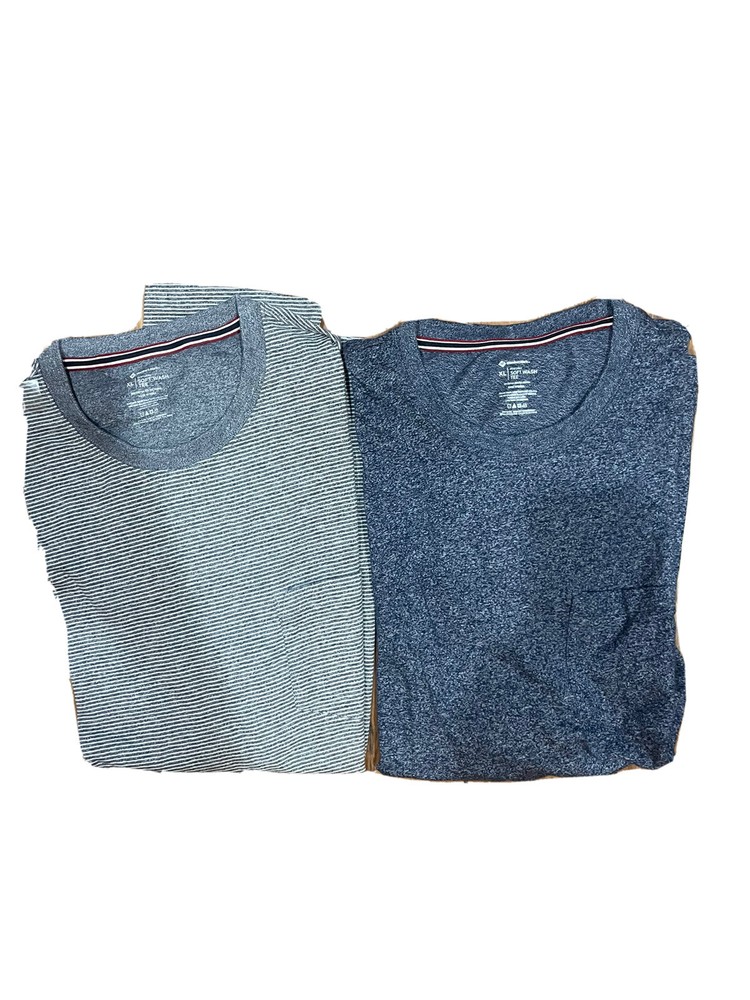 NWT Member’s Mark Mens Soft Wash Tee 2 Pack Blue/ Blue Stripe Medium M