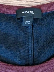 Vince T-Shirt Mens Burgundy Navy Colorblock SS Micro Ribbed Crewneck – L
