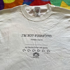 Vintage Fishing T-Shirt Mens Large White Water Rafting Fish Art Camping Lake Y2K