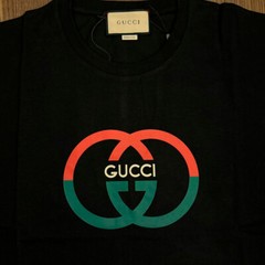 GUCCI Men’s Logo Printed T-Shirt Cotton Black Color Size S