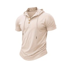 Men’s T Shirt Summer Slim Fitness Hooded Short-Sleeved Tees Male Lightweight
