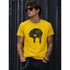 Rivet de Cru Mens Yellow Acid Wash Motorcycle Helmet Graphic T-Shirt 4XL New