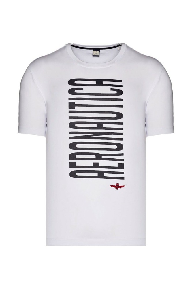 AERONAUTICA MILITARY MENS WHITE COTTON T-SHIRT MADE IN ITALY