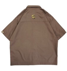 WEARGUARD UPS Logo Short Sleeve Work Shirt Brown L Uniform USA Vintage Used