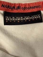 Napapijri Geographic Men Large Tan Beige Zipper Pocket 100% Cotton T-Shirt