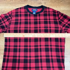 Polo Ralph Lauren Mens L Red Black Plaid Thermal Waffle Knit Shirt cabincore
