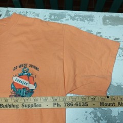 Duck Co. Go West Diving Explore The Deep Curacao T Shirt Sz Lg 2016 Peach Tee