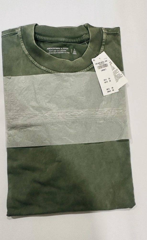 Abercrombie & Fitch Premium Heavyweight 2.0 Tee Men’s Green L Tall Crewneck