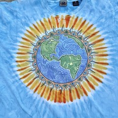 VTG Liquid Blue Double-Sided World Map Globe Graphic T-Shirt Big Tall 6XL 6X