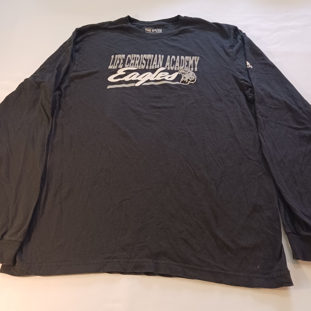 Adidas The Go-To Tee Life Christian Academy Eagles Black T-Shirt Cotton Size L
