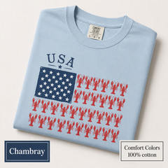 Patriotic Lobster Flag Shirt, Coastal USA Comfort Colors Fourth of July Tee