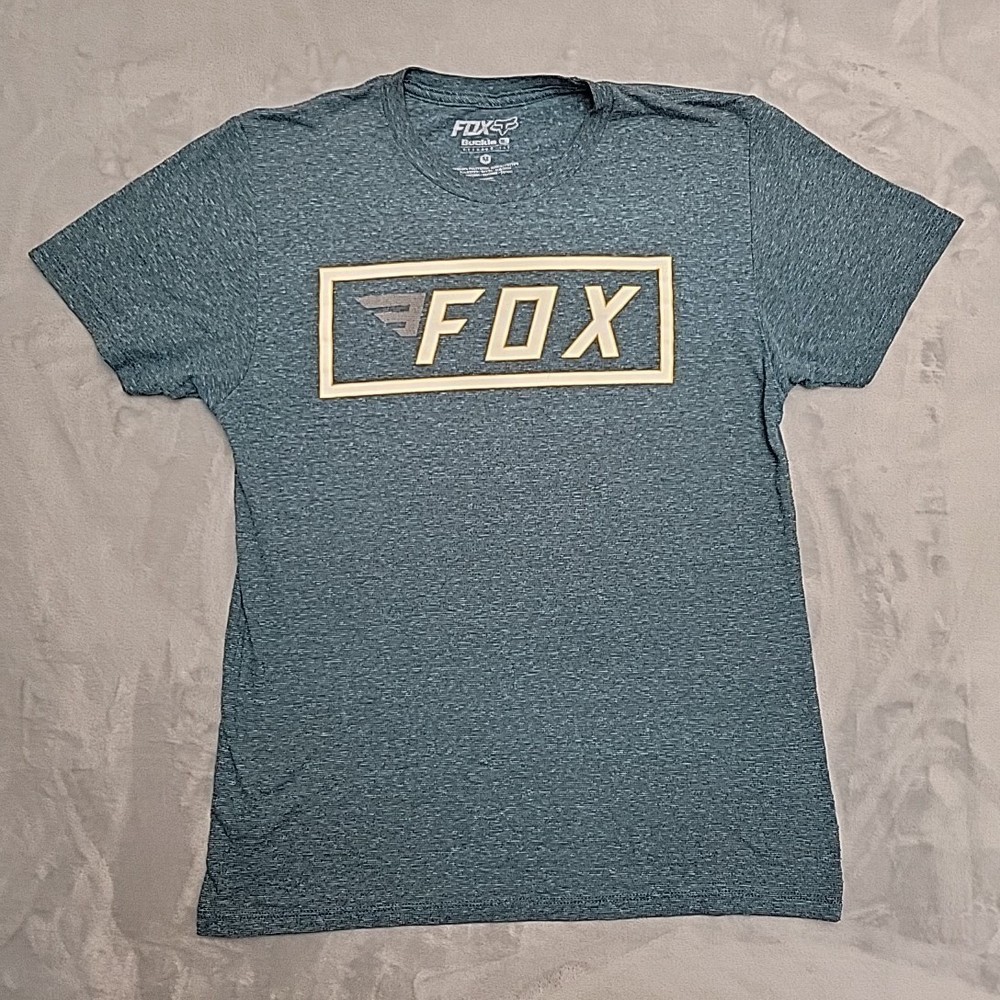 Fox Buckle B Premium Fit Shirt Mens Medium Blue Graphic Motocross MX74 Racing