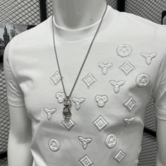 New Men Luxury Diamond Rhinestones Fashion T-Shirt High Quality 4 Colors