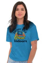 Enjoy The Great Indoors TV Binge Watcher Womens or Mens Crewneck T Shirt Tee