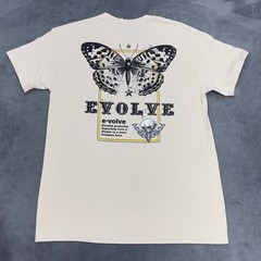 RETROFIT Graphic T Shirt Butterfly Skull Moth EVOLVE Print Cream Mens Medium