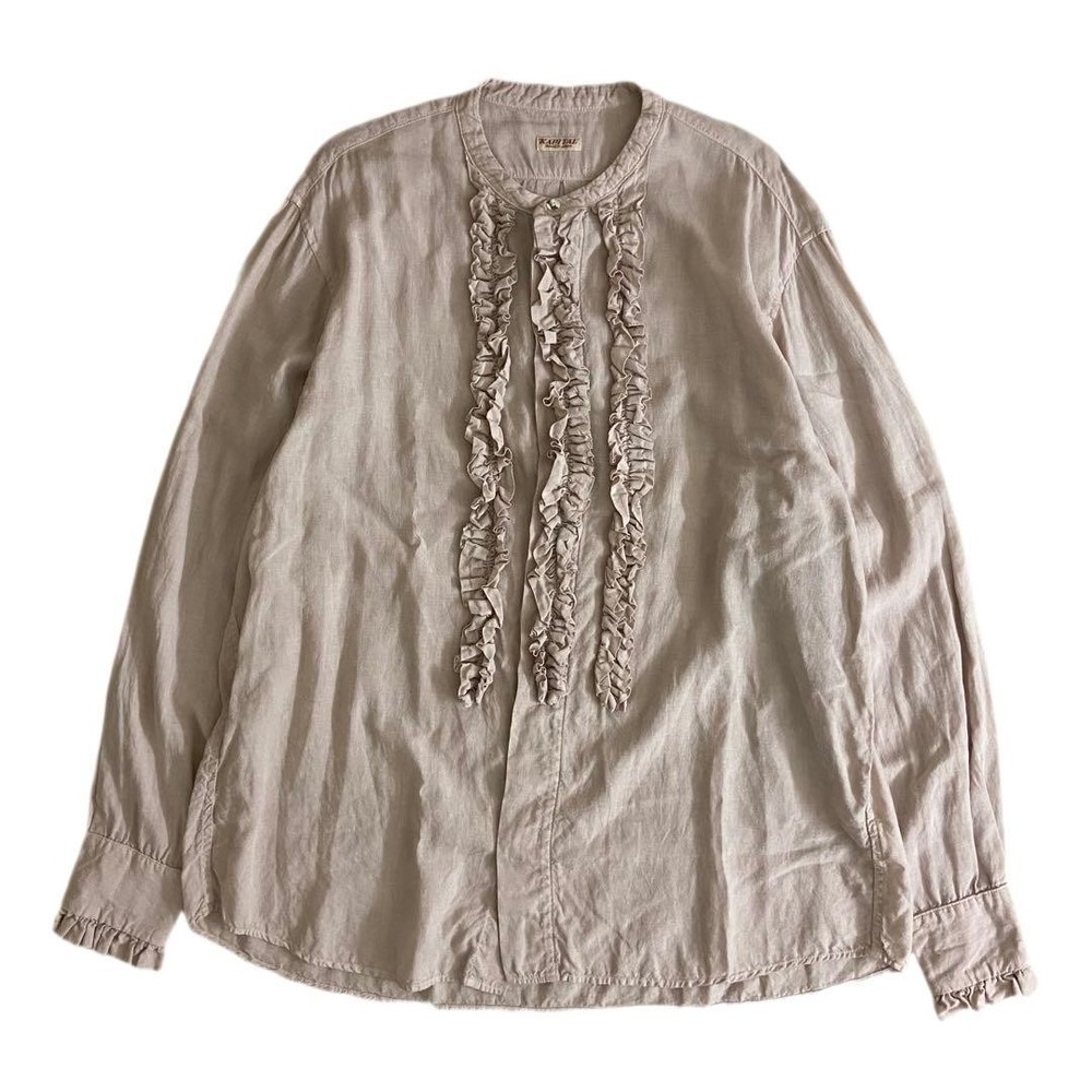 KAPITAL Linen Ruffle Prague Shirt Unisex Summer Top Flat-Front