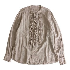 KAPITAL Linen Ruffle Prague Shirt Unisex Summer Top Flat-Front