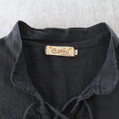 Garras Shirt Mens XL Black Cotton Gauze Lace Up Mexican Festival Beach Casual