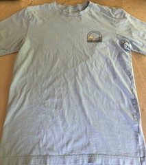 TravisMathew Men’s Blue Short Sleeve Crew Neck Graphic Logo Beach Knit T-Shirt