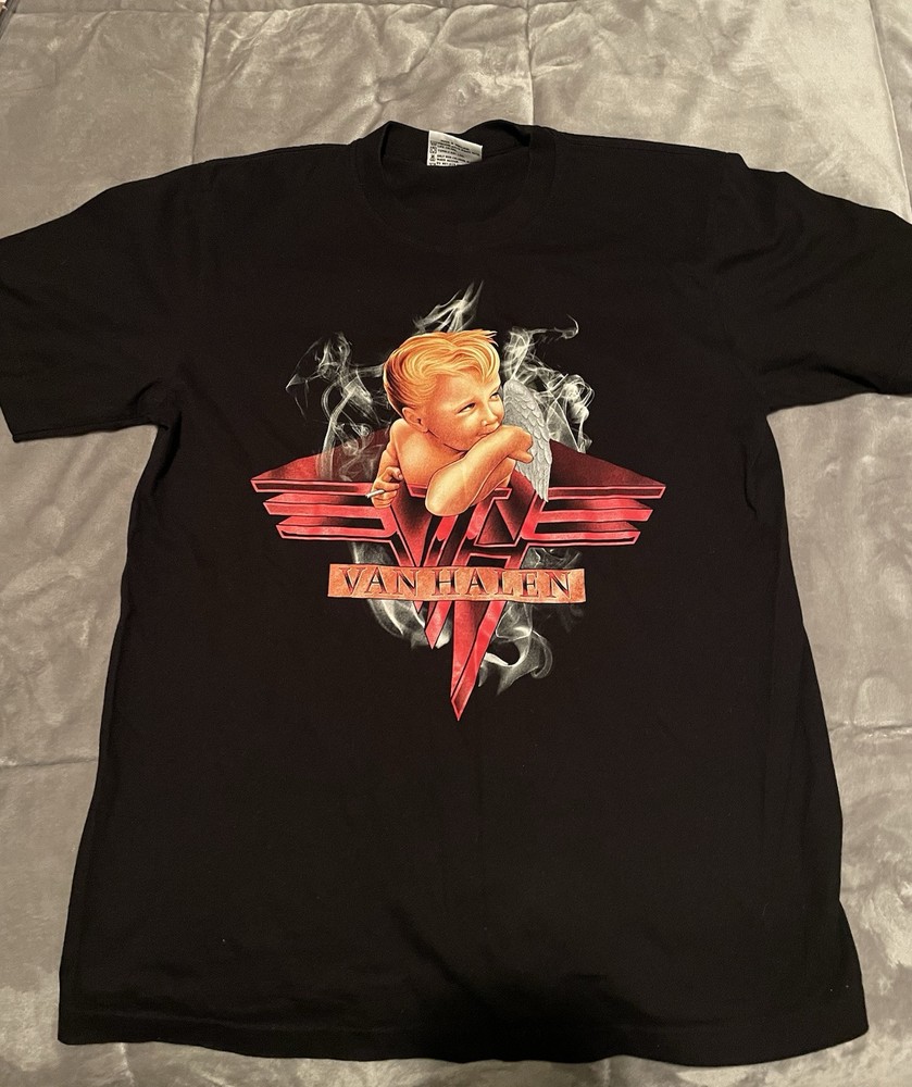 The Roxx Single Stitch Sz L Eddie Van Halen Shirt Black EUC Smoking Baby
