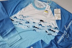 Tommy Bahama T Tee Shirt Oceanic Ombre Crew Performance Turquoise LS Medium M