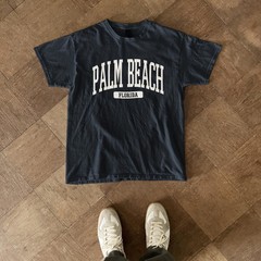 Palm Beach Florida Souvenir Beach, Aesthetic, Minimalist Navy Blue Tee