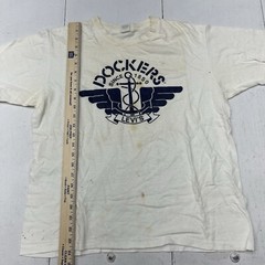 Vintage Heavy Weight White Dockers Levi’s Front Graphic T-Shirt Cotton Adult L